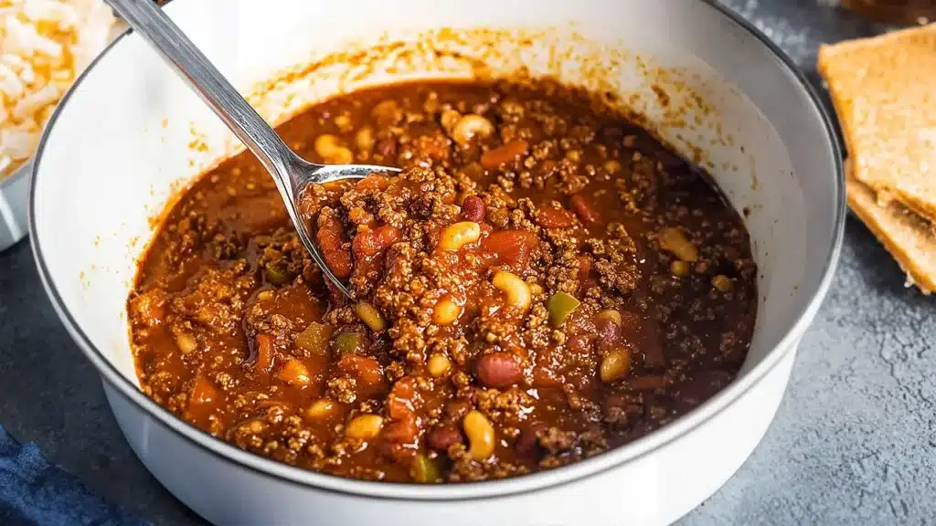 Easy Crockpot Chili Mac with Beans