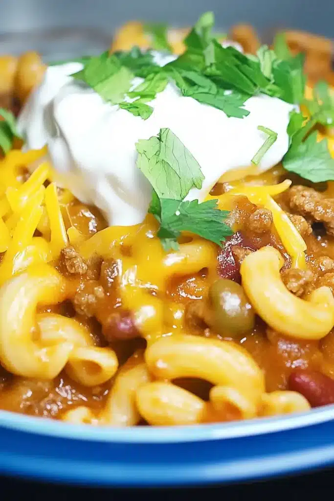 Slow Cooker Chili Mac and Cheese