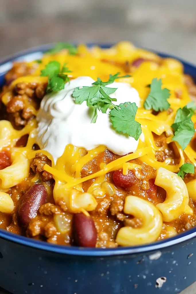 Slow Cooker Chili Mac and Cheese